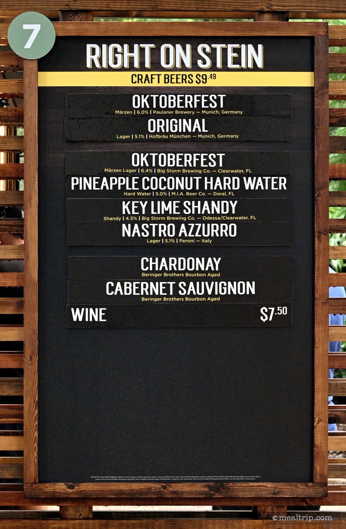 Busch Gardens Bier Fest Menu Boards With Prices For 2019 Busch