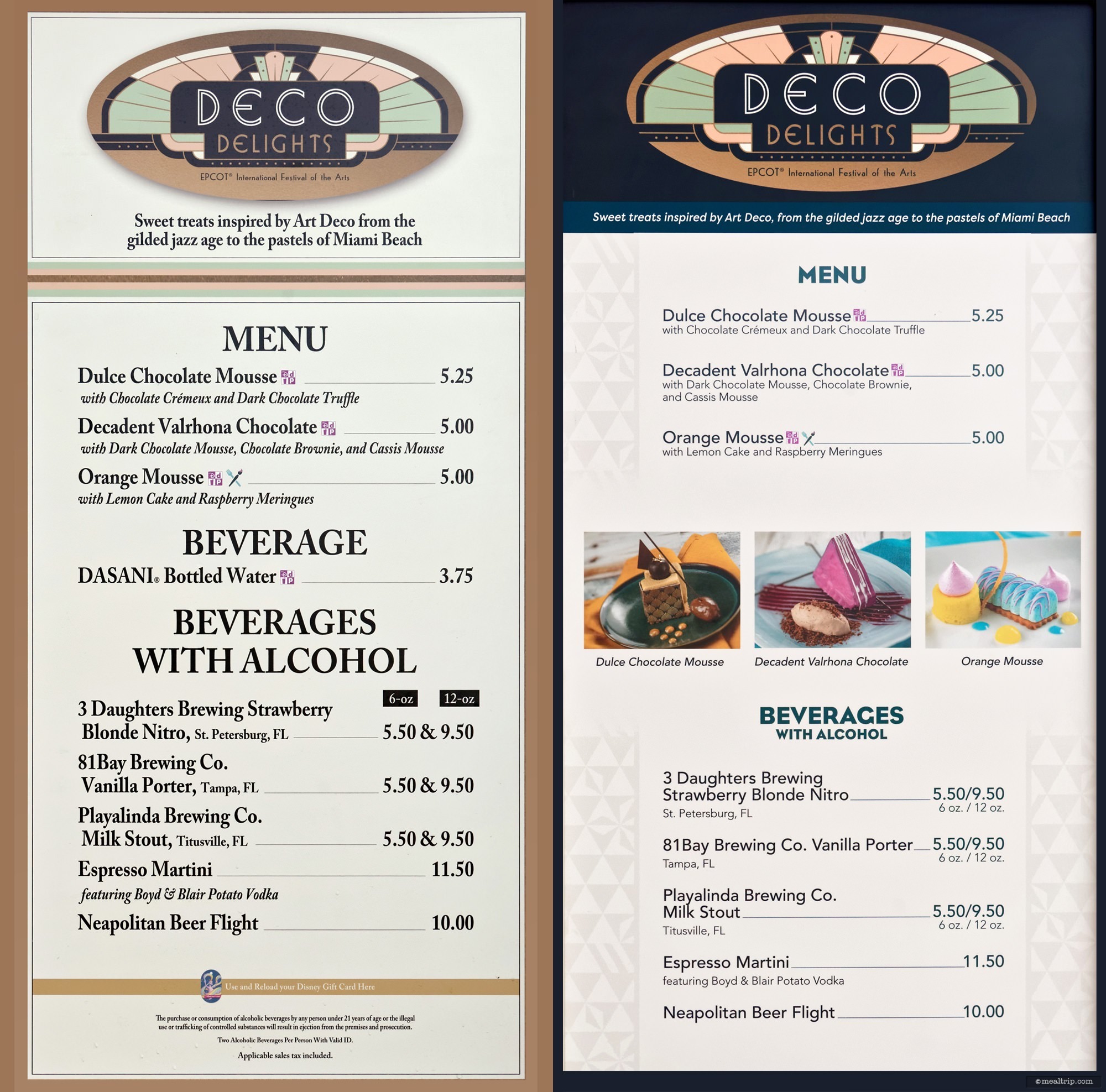 Epcot International Festival of the Arts Menu Boards and Prices for