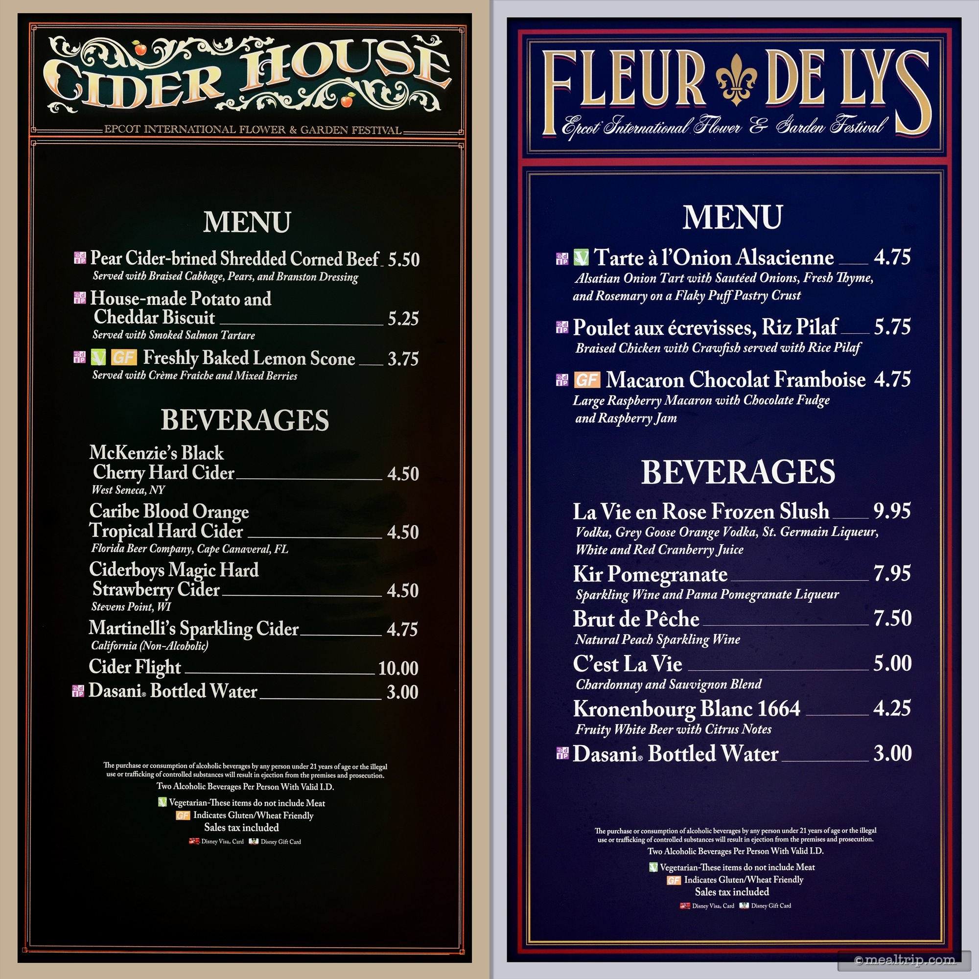 menu boards and prices for 2017 food booths - epcot flower & garden