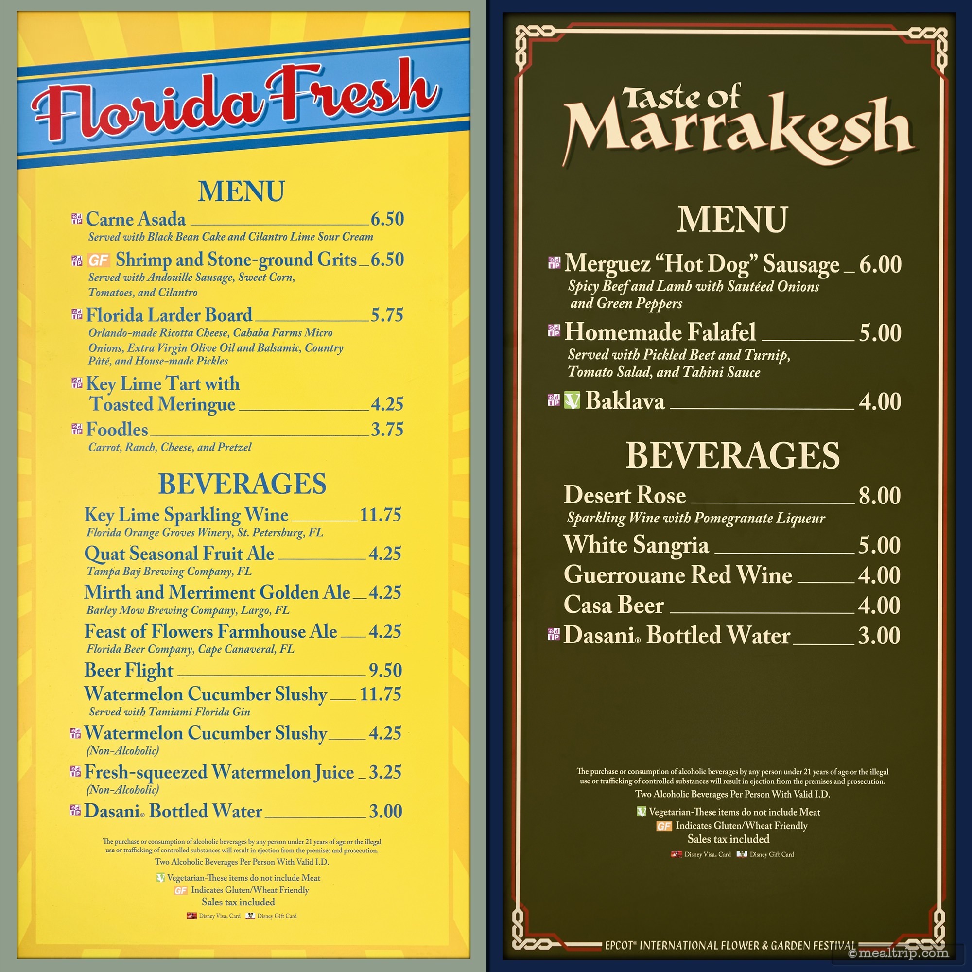 menu boards and prices for 2017 food booths - epcot flower & garden