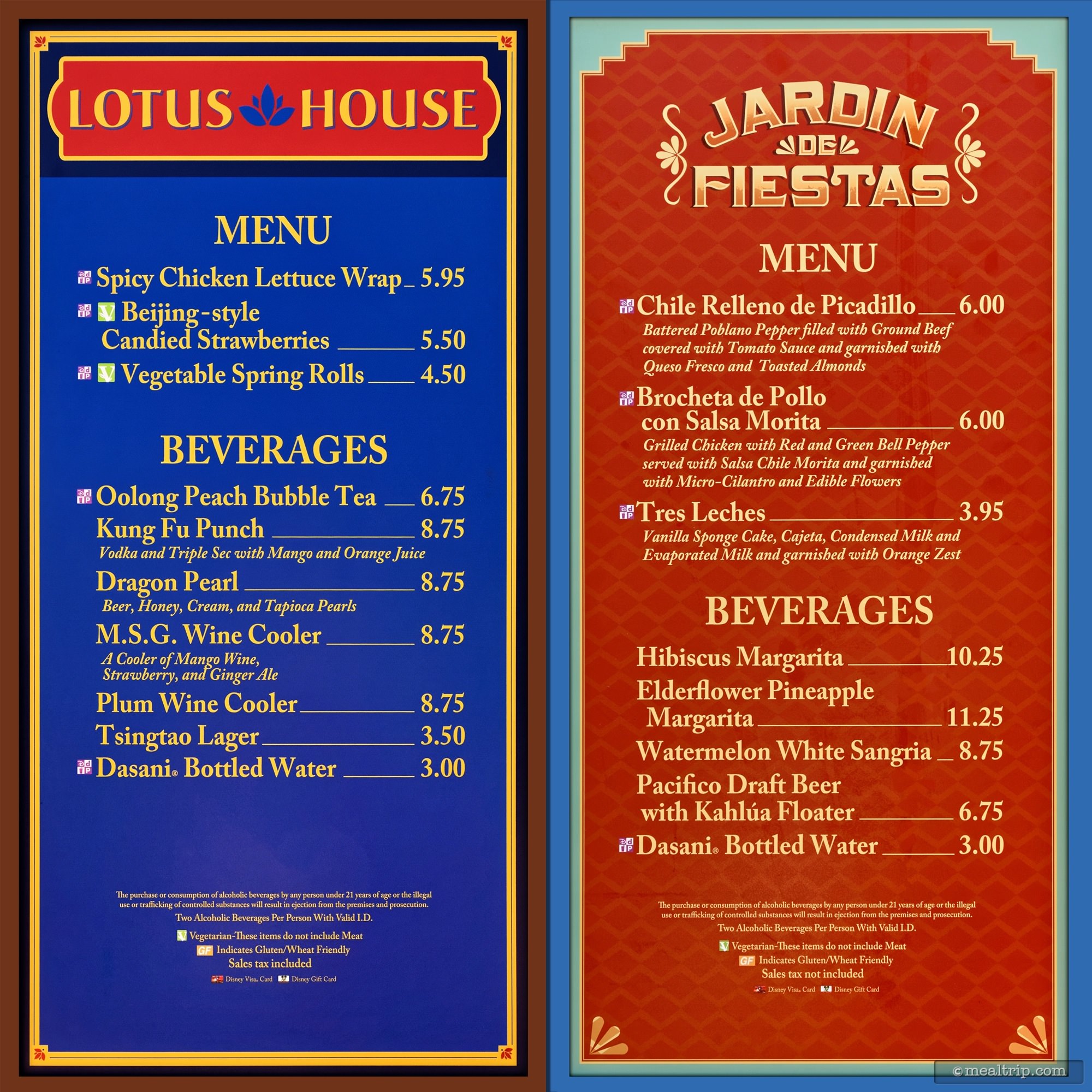 menu boards and prices for 2017 food booths - epcot flower